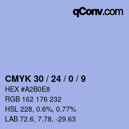 カラーコード: CMYK 30 / 24 / 0 / 9 | qconv.com