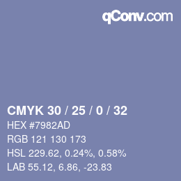 颜色代码: CMYK 30 / 25 / 0 / 32 | qconv.com