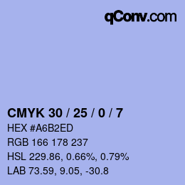 カラーコード: CMYK 30 / 25 / 0 / 7 | qconv.com