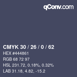 Color code: CMYK 30 / 26 / 0 / 62 | qconv.com