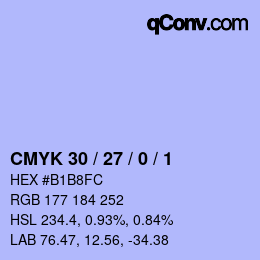 颜色代码: CMYK 30 / 27 / 0 / 1 | qconv.com