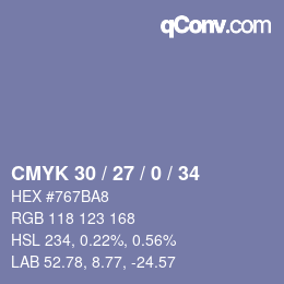 Color code: CMYK 30 / 27 / 0 / 34 | qconv.com