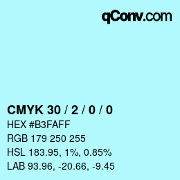 カラーコード: CMYK 30 / 2 / 0 / 0 | qconv.com