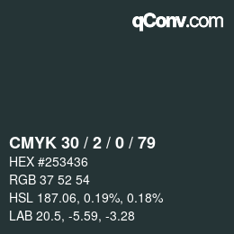 Farbcode: CMYK 30 / 2 / 0 / 79 | qconv.com