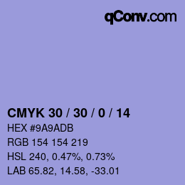 颜色代码: CMYK 30 / 30 / 0 / 14 | qconv.com