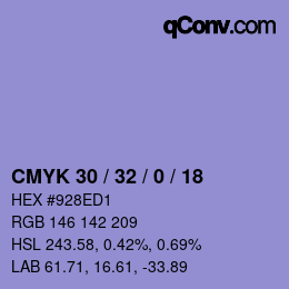 Color code: CMYK 30 / 32 / 0 / 18 | qconv.com