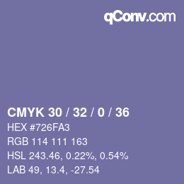 Color code: CMYK 30 / 32 / 0 / 36 | qconv.com