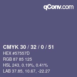 Color code: CMYK 30 / 32 / 0 / 51 | qconv.com