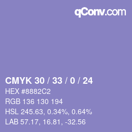 颜色代码: CMYK 30 / 33 / 0 / 24 | qconv.com
