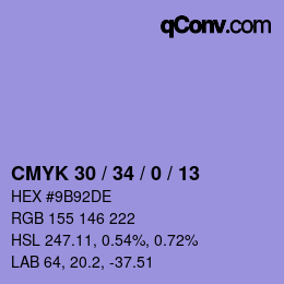 カラーコード: CMYK 30 / 34 / 0 / 13 | qconv.com