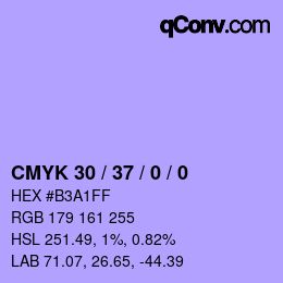 カラーコード: CMYK 30 / 37 / 0 / 0 | qconv.com