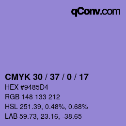 Color code: CMYK 30 / 37 / 0 / 17 | qconv.com