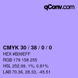 Color code: CMYK 30 / 38 / 0 / 0 | qconv.com