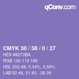 颜色代码: CMYK 30 / 38 / 0 / 27 | qconv.com