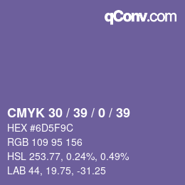 カラーコード: CMYK 30 / 39 / 0 / 39 | qconv.com