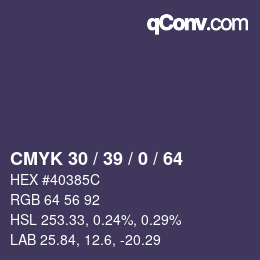 Color code: CMYK 30 / 39 / 0 / 64 | qconv.com