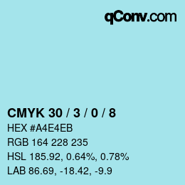 カラーコード: CMYK 30 / 3 / 0 / 8 | qconv.com