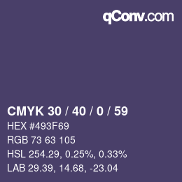 颜色代码: CMYK 30 / 40 / 0 / 59 | qconv.com