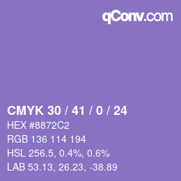 颜色代码: CMYK 30 / 41 / 0 / 24 | qconv.com