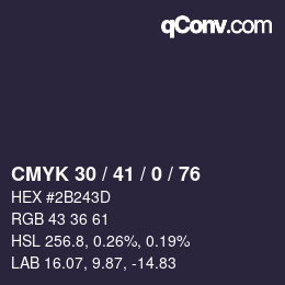 颜色代码: CMYK 30 / 41 / 0 / 76 | qconv.com