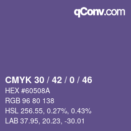 Color code: CMYK 30 / 42 / 0 / 46 | qconv.com