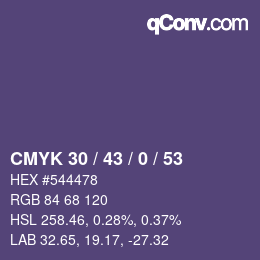 Color code: CMYK 30 / 43 / 0 / 53 | qconv.com