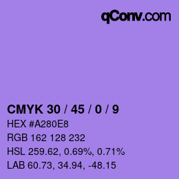 カラーコード: CMYK 30 / 45 / 0 / 9 | qconv.com