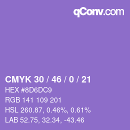 Farbcode: CMYK 30 / 46 / 0 / 21 | qconv.com