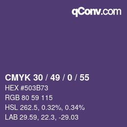 颜色代码: CMYK 30 / 49 / 0 / 55 | qconv.com