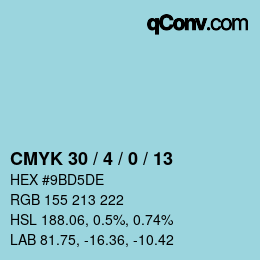 颜色代码: CMYK 30 / 4 / 0 / 13 | qconv.com