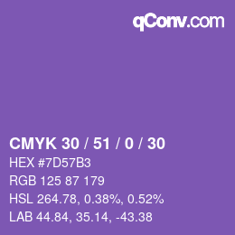 Farbcode: CMYK 30 / 51 / 0 / 30 | qconv.com