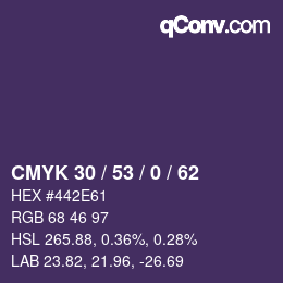 Color code: CMYK 30 / 53 / 0 / 62 | qconv.com