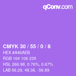 カラーコード: CMYK 30 / 55 / 0 / 8 | qconv.com