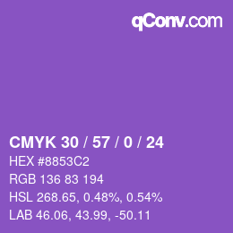 カラーコード: CMYK 30 / 57 / 0 / 24 | qconv.com