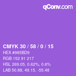 カラーコード: CMYK 30 / 58 / 0 / 15 | qconv.com