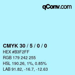 Farbcode: CMYK 30 / 5 / 0 / 0 | qconv.com