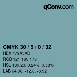 Farbcode: CMYK 30 / 5 / 0 / 32 | qconv.com