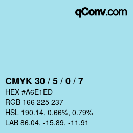 颜色代码: CMYK 30 / 5 / 0 / 7 | qconv.com