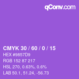 カラーコード: CMYK 30 / 60 / 0 / 15 | qconv.com