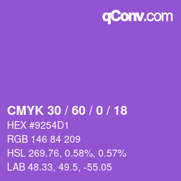 カラーコード: CMYK 30 / 60 / 0 / 18 | qconv.com