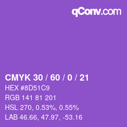 カラーコード: CMYK 30 / 60 / 0 / 21 | qconv.com
