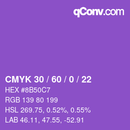 カラーコード: CMYK 30 / 60 / 0 / 22 | qconv.com