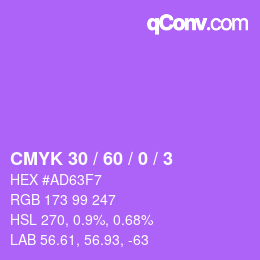 カラーコード: CMYK 30 / 60 / 0 / 3 | qconv.com