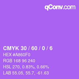 カラーコード: CMYK 30 / 60 / 0 / 6 | qconv.com