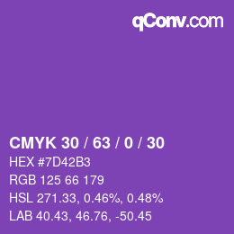 Color code: CMYK 30 / 63 / 0 / 30 | qconv.com