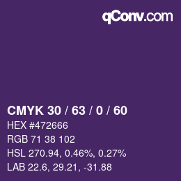 Color code: CMYK 30 / 63 / 0 / 60 | qconv.com