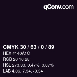 颜色代码: CMYK 30 / 63 / 0 / 89 | qconv.com