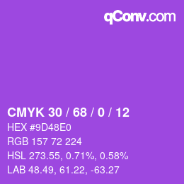 颜色代码: CMYK 30 / 68 / 0 / 12 | qconv.com