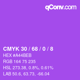 カラーコード: CMYK 30 / 68 / 0 / 8 | qconv.com