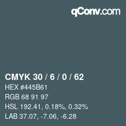 颜色代码: CMYK 30 / 6 / 0 / 62 | qconv.com